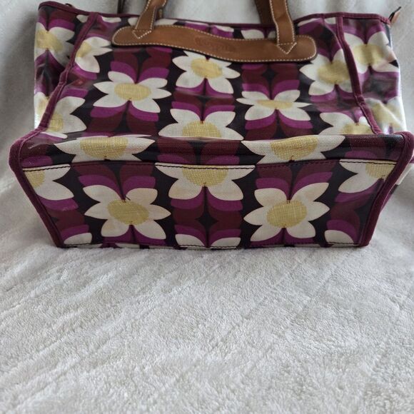 Fossil Keyper Large Tote Burgundy Floral Daisy design Handbag Coquette Holiday - Picture 4 of 16
